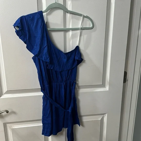 PLUS SIZE ONE SHOULDER BLUE BOUTIQUE TOP - Picture 5 of 6